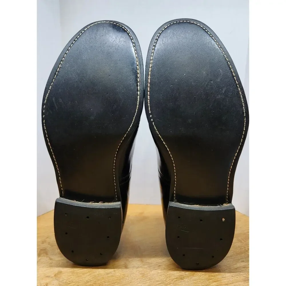 VTG Walker Shoe‎ Co Black Leather Derby Dress Shoes Mens 8.5 XW USA 1988